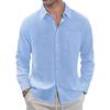 Camicia Casual da Uomo a Maniche Lunghe, Monocolore, Bottoni, Puro Cotone