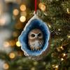 2D Flat Acrylic Cute Cartoon Animal Rabbit Owl Raccoon Pendant Christmas Tree Hanging Ornaments Home Decor Creative Xmas Gift