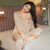Women's Ice Silk Pajama Set - Long-Sleeved Top & Trousers for Spring/Autumn