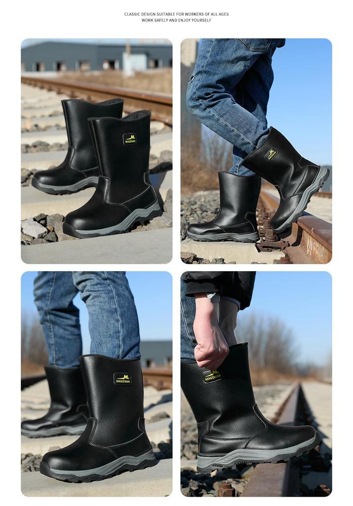 Unisex Steel Toe Safety Boots: Anti-smash, Anti-puncture, Water-repellent, Anti-scald, Ideal for Oilfield & Welding Work