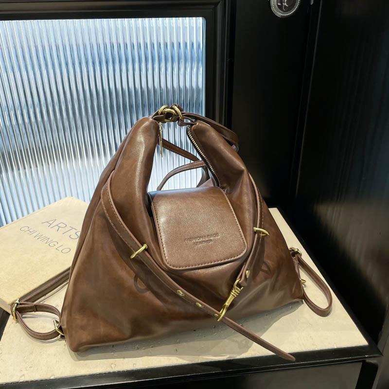 Retro large-capacity bag Women's commuter shoulder tote bag College student class schoolbag Multifunctional backpack