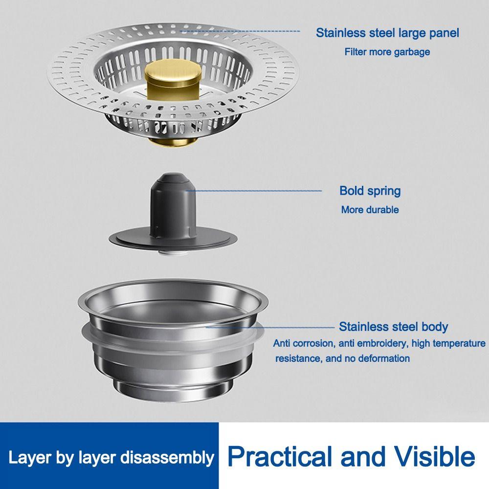 Pop-Up Kitchen Sink Drain Strainer Anti Odor Bounce Core Drainer New Food Catcher Strainer