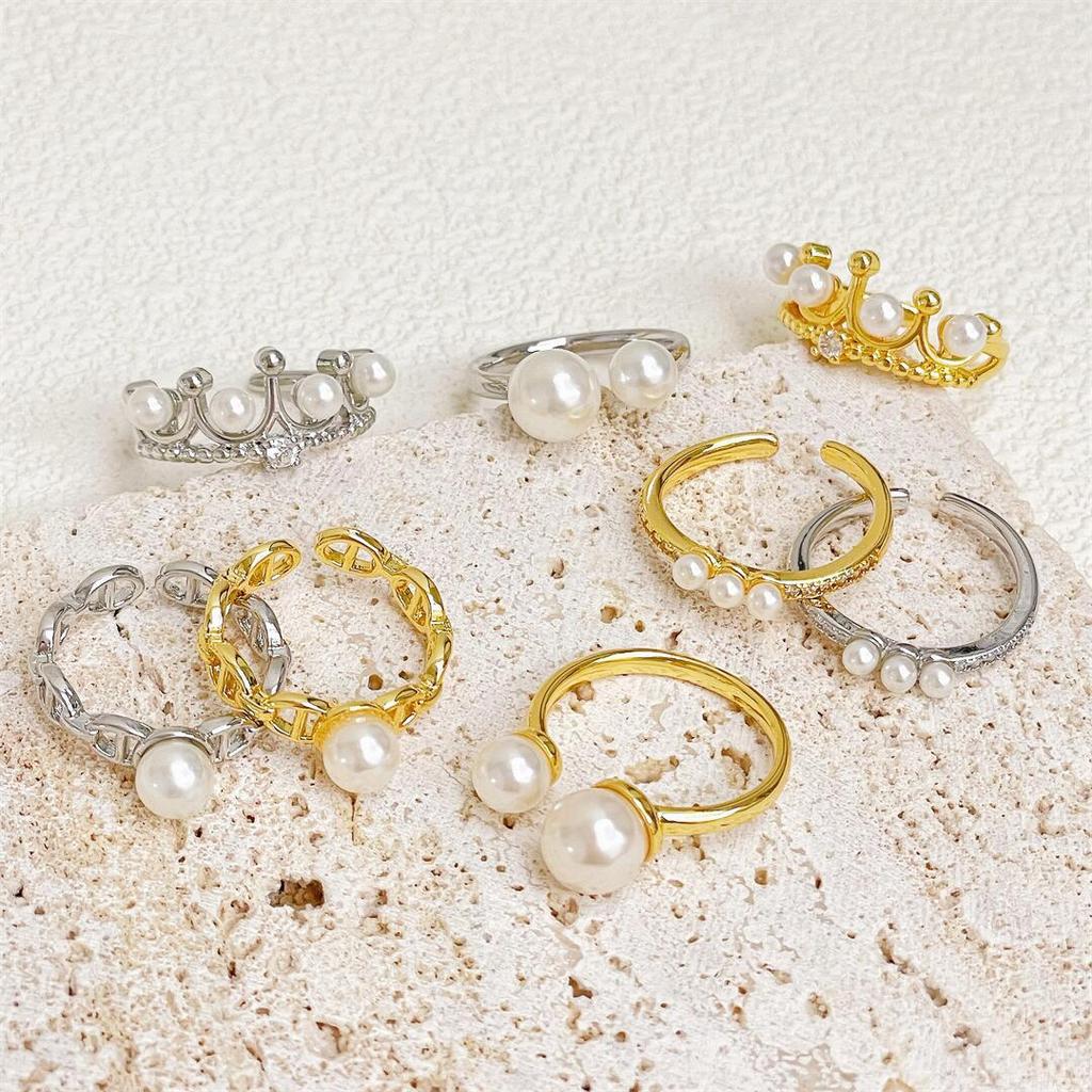 Crown Diamond Elegant Personality Open Ring Pig Nose High Sense Fashion Light Luxury Stacking Wearing Simple Ring