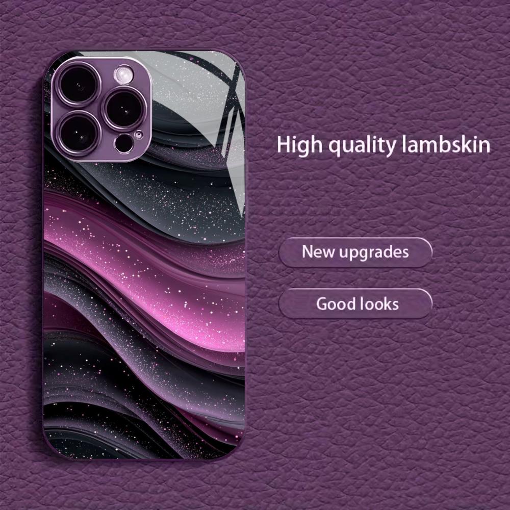 Sparkly Purple Black Marble for Coque Iphone for Iphone 17 Case Fashion Case Fundas Glass for iPhone 17 16 15 14 13 Pm Pro Plus