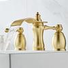 Tuqiu Brushed Gold Bathroom Basin Faucet Hot Cold Rose Gold lWater Faucet Widespread Sink Mixers Tap Deck Mount Wash Tub Fauctes