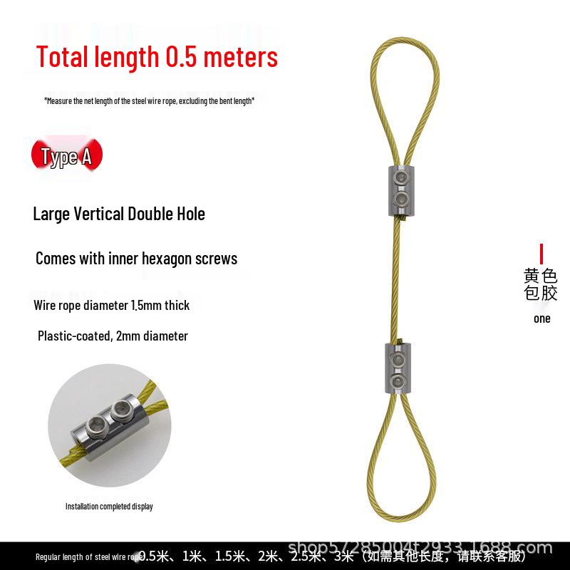 Adjustable Steel Wire Rope with Plastic Coating - Light & Picture Hanging System with Lock Buckle