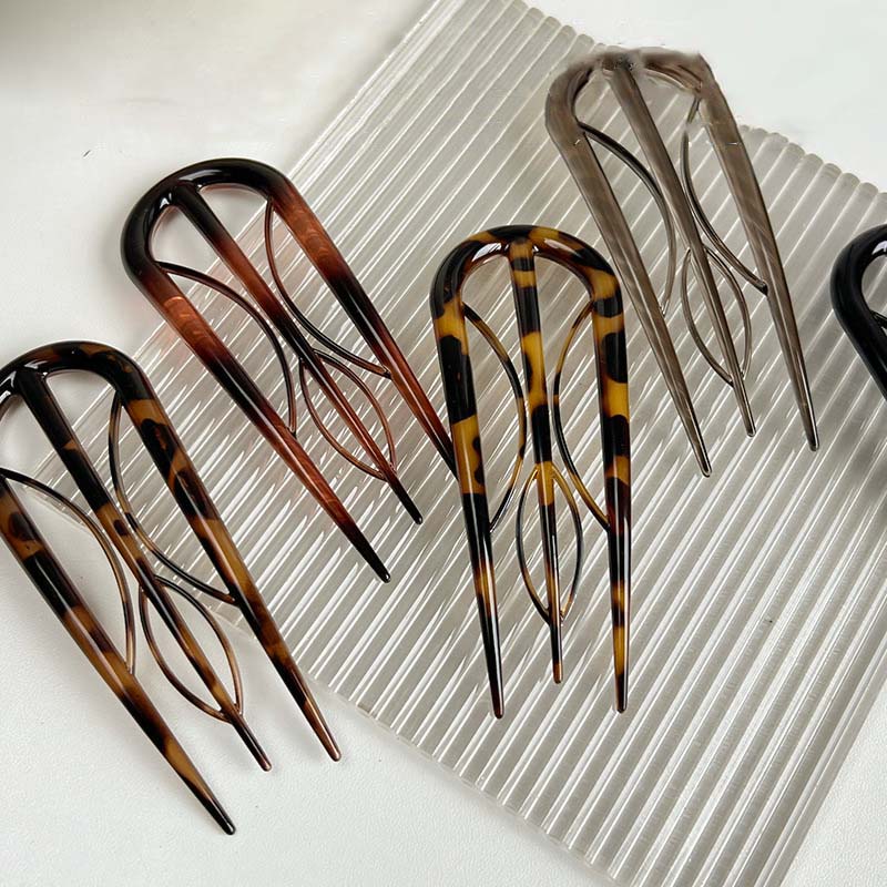 Vintage Acetat U-förmiger Haarstab Haarforke Frisurwerkzeuge Haarnadel Geometrisch Frauen Mädchen Haaraccessoires Kopfschmuck