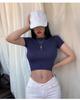 South Korea's Dongdaemun Summer Slimming Crop Top - Sexy Short Sleeve Round Neck Tee for Women