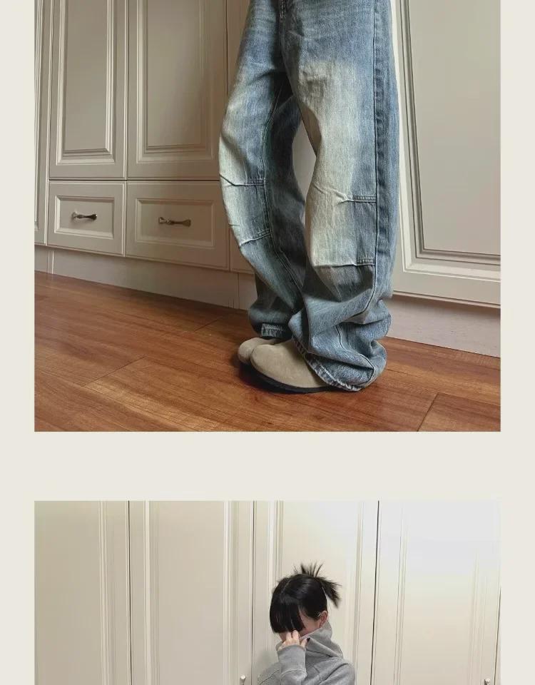 2024 Retro Cleanfit Women's Distressed Wide-Leg Pleated Pants