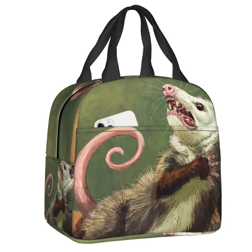 Opossum Insulated Lunch Tote Bag for Women Animal Pet Resuable Thermal Cooler Food Lunch Box Outdoor Camping Travel