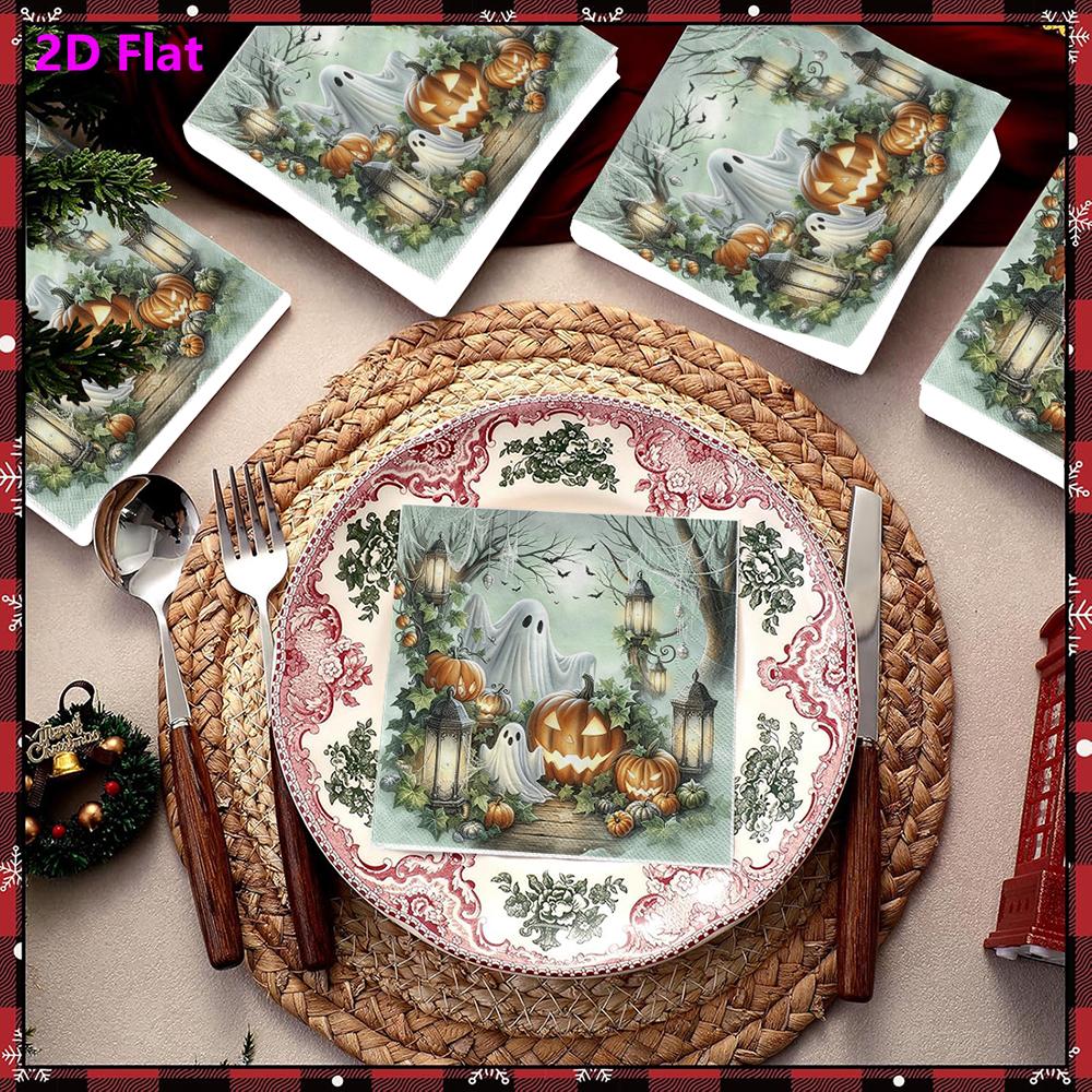 20pcs Disposable Napkins with Halloween Pattern Print for Wedding,Parties,and Daily Use for Thanksgiving Fall Christmas Table Decoration