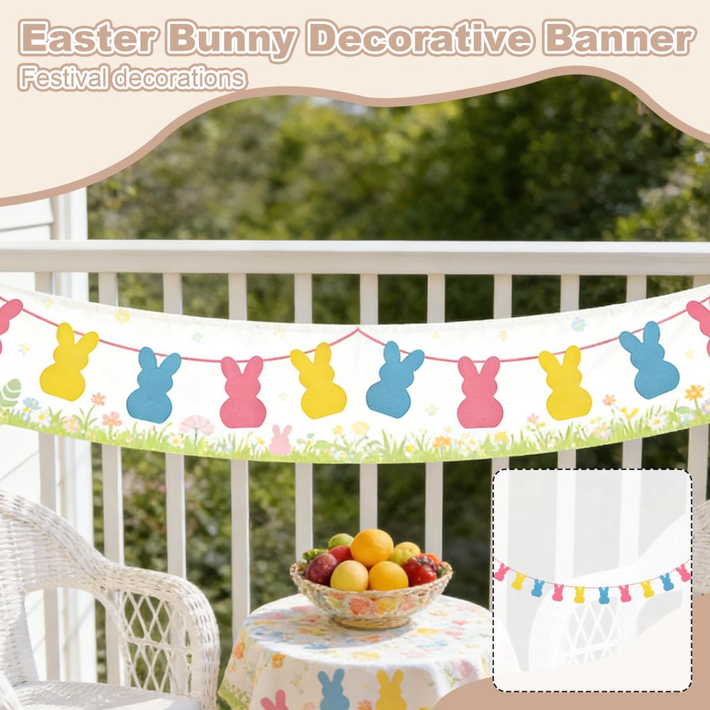 Easter Bunny & Garland (3 Packs) - Colorful Hanging Banners For Home, Fireplace, Wall & Easter Decorations