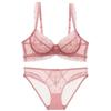 Ultra-thin sponge-free transparent bra, big chest and small lace bra, women's sexy underwear, bra set.