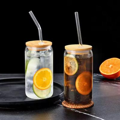 1pc-Multi Functional Bamboo Covered Glass, High Borosilicate Cola Cup High Temperature Resistant Glass Milk Tea Cup Beverage Cup
