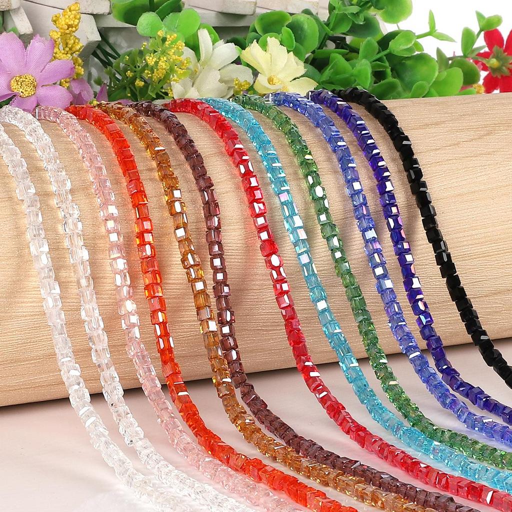 3mm Cube Shape Crystal Glass Wholesale Beads For Jewelry Making DIY Bracelet Necklace Earring