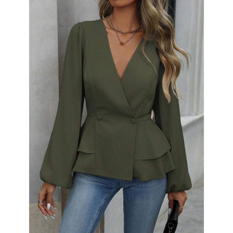 Spring And Autumn New Women Fashion Suit Jacket Elegant Slim-Fit Waist-Cinching Blouse