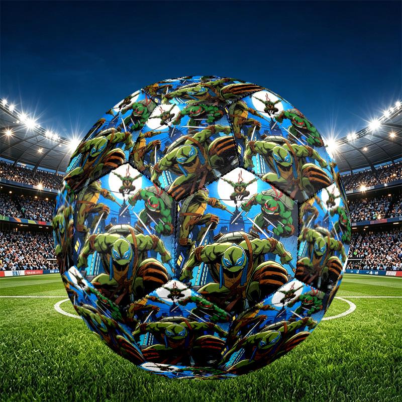 Teenage Mutant Ninja Turtles Print Size 5 Soccer Ball, PU Wear Resistant Football for Match Training and Daily Practice, Birthday Gift for Soccer Fans