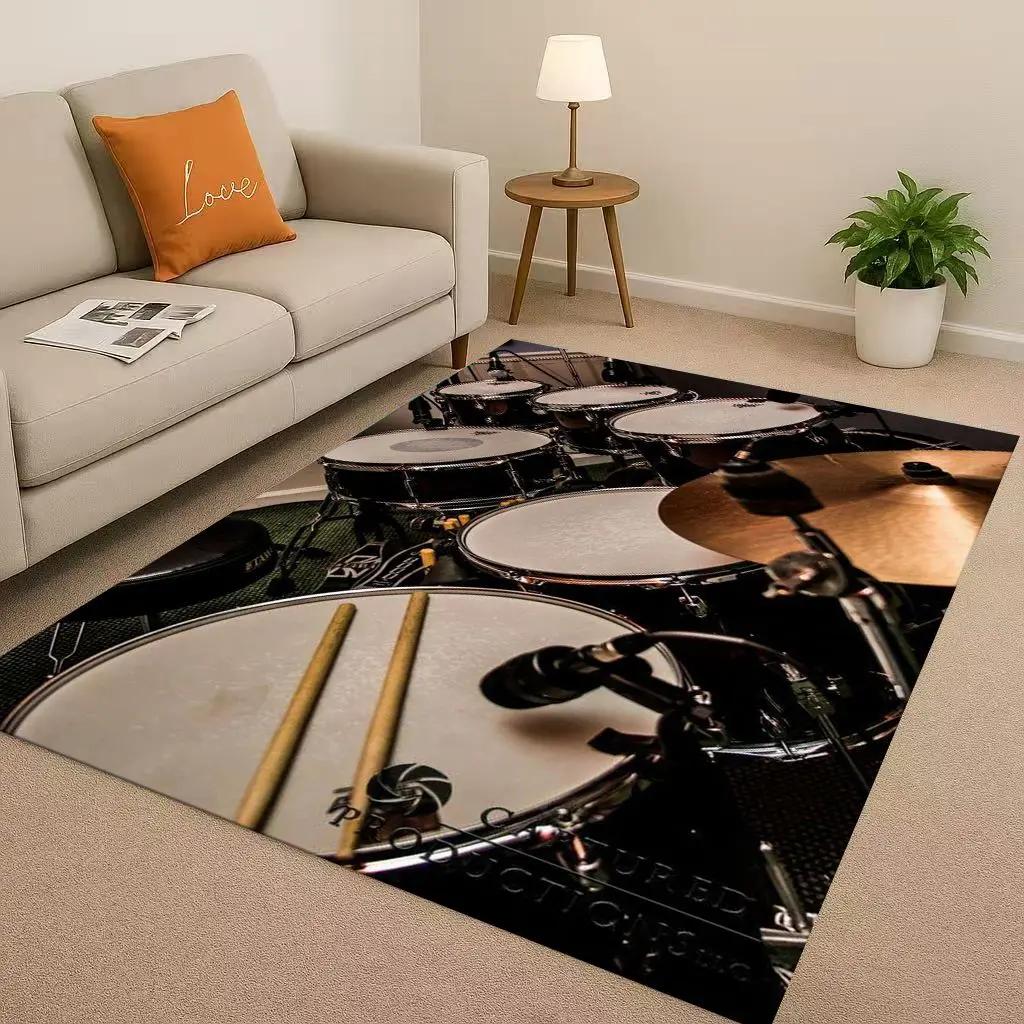 Retro TAMA Drum Kit Drum Set Music Instruments Living Room Non-Slip Area Rug Carpet for Bedroom Playroom Sofa,Home Decor Doormat