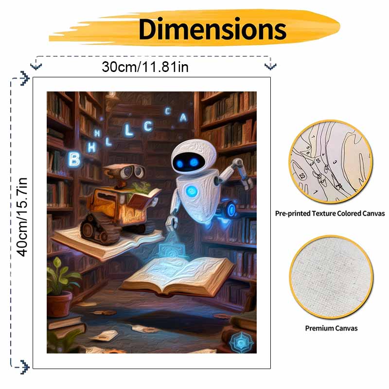 Disney Robot Library Magic Book Oil Paint Digital Painting Art Kit FillIn Painting Home Decor