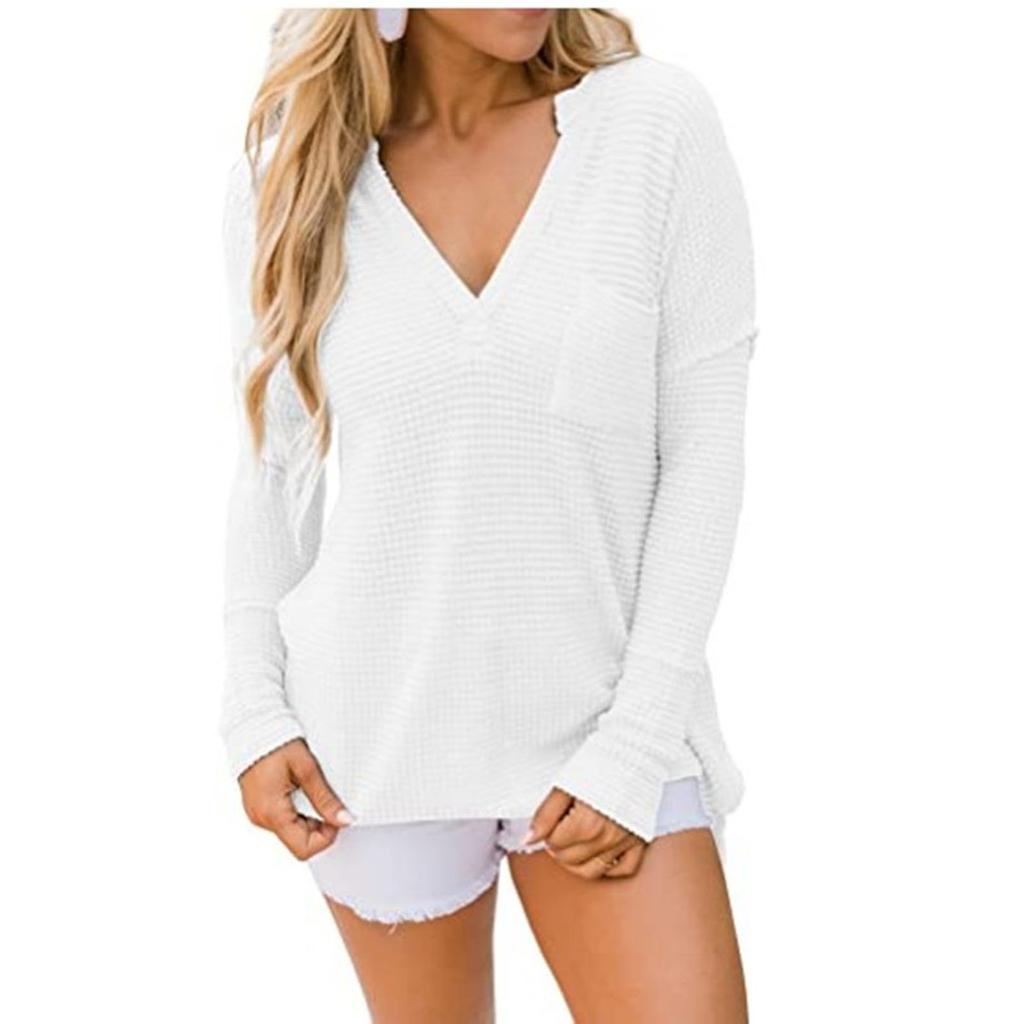 Women's V-neck Fashion Long Sleeve Minimalist Casual Split Plus Size Loose Top
