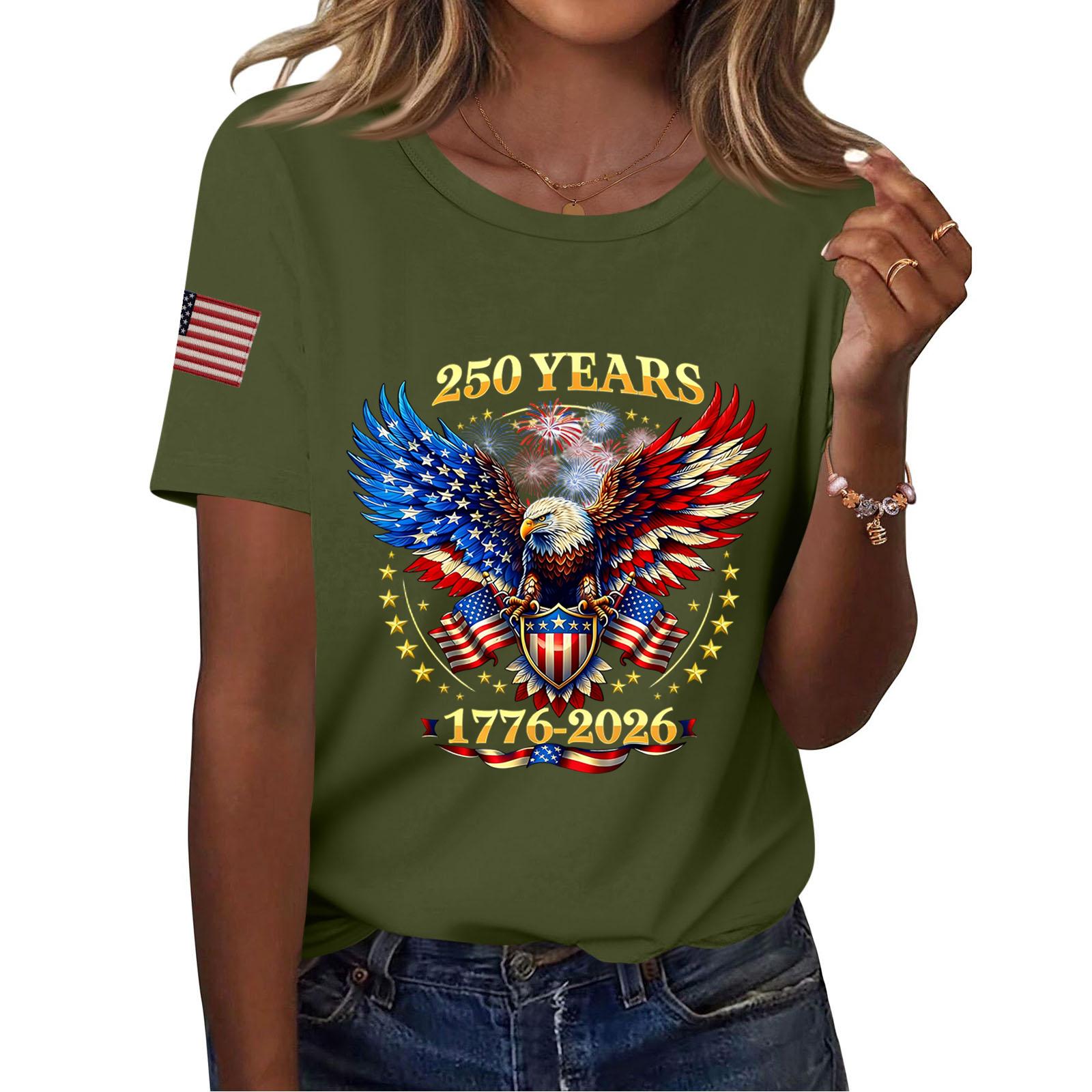 

Женские модные повседневные пуловеры с короткими рукавами и круглым вырезом с принтом L армия зеленый