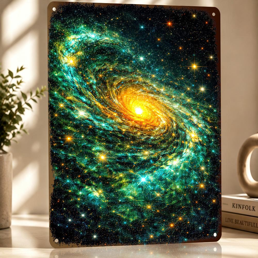 Vibrant Spiral Galaxy Personalized D Textured Metal Poster Wall Art Vintage Tin Signs for Home Decor Accessories Room Ornaments