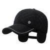 Men's Winter Herringbone Windproof Earflap Baseball Cap - Adjustable, Warm, Casual Cotton Hat for Middle-Aged and Elderly