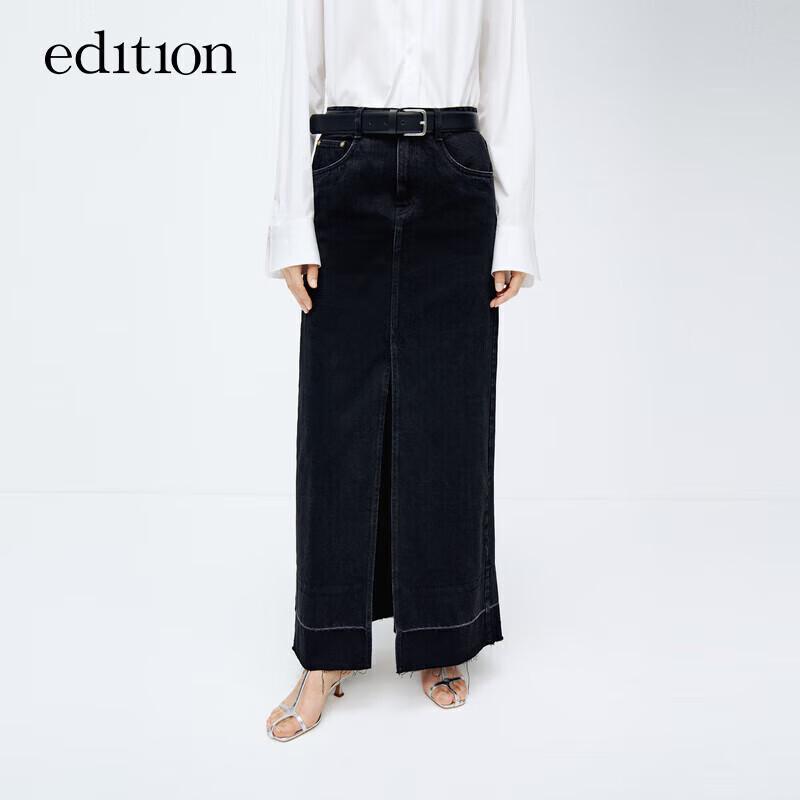 Edition Women s Straight-Front Fishtail Denim Skirt L 170