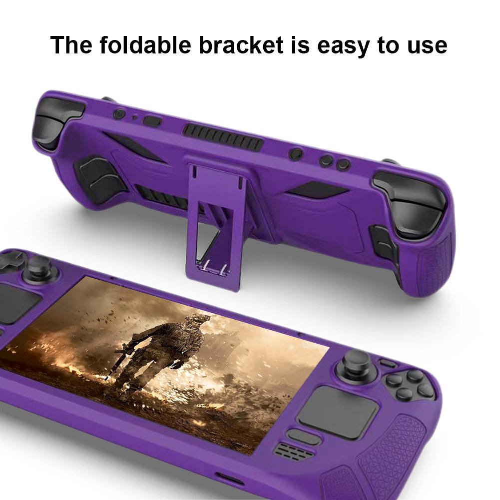 Měkké silikonové pouzdro na konzoli Protiskluzový kryt Plné pouzdro na herní konzoli s držákem Náhradní příslušenství pro Steam Deck