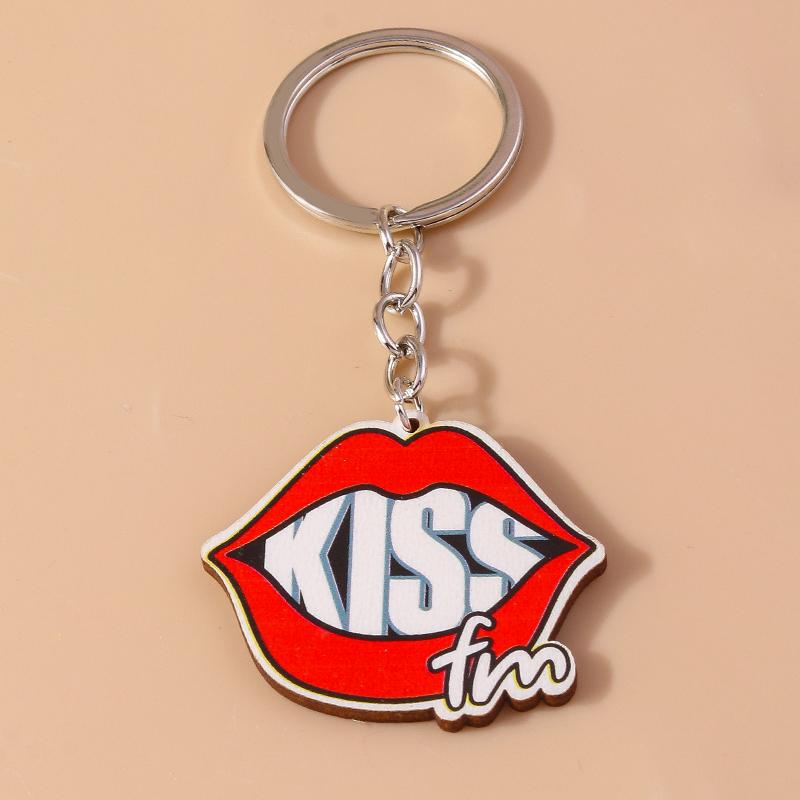 Romantic Wood Keychain Charms Love Heart Lip Keyrings Pendants for Women Girls Handbag Decor DIY Valentine's Day Key Chain Gifts