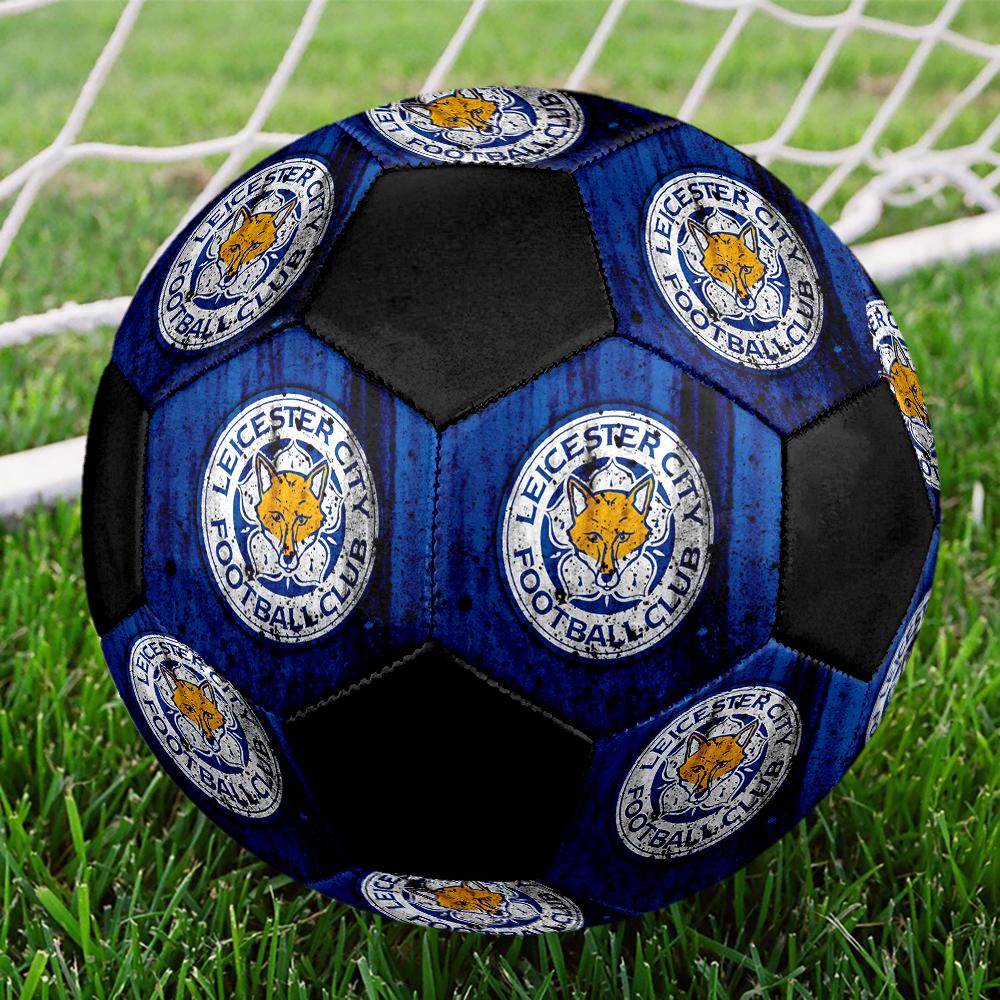 Pallone da Calcio Leicester City taglia 5, colorato, adatto a tutte le età, cucito a macchina, materiale PVC, qualità da competizione, durevole e ad alto rimbalzo