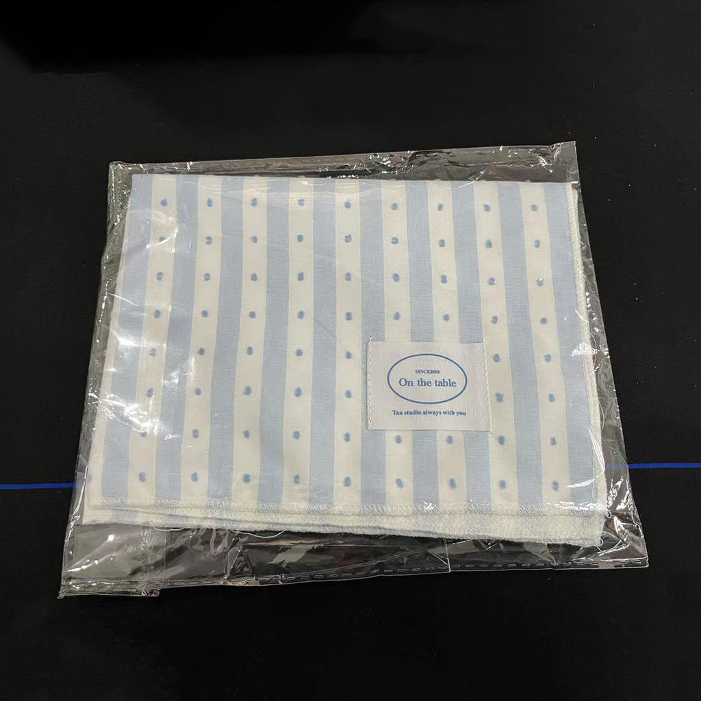 Korean Retro Blue Plaid Tablecloth Placemats Table Mat Food Posing Background Cloth Insulation Pad Home Decoration Accessories