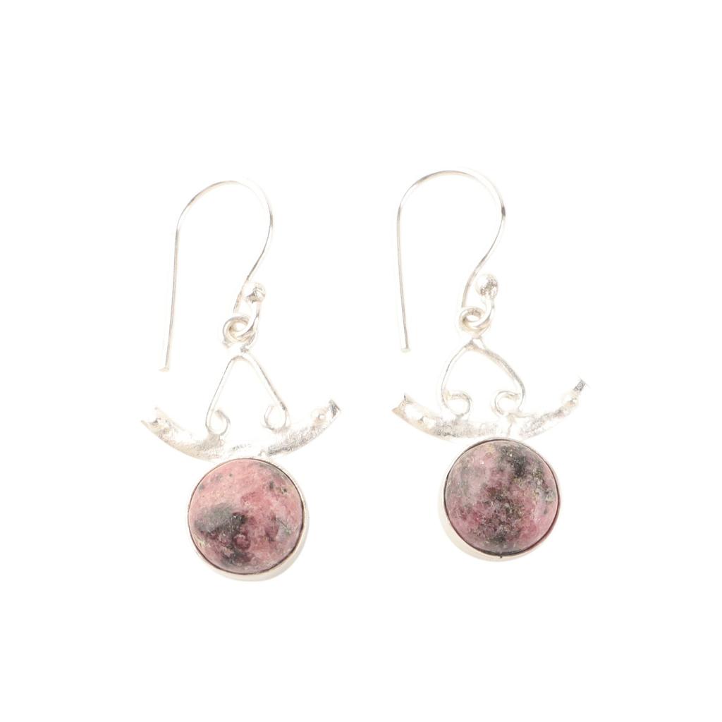 Black Rhodonite Gemstone 925 Sterling Silver Handcrafted Jewelry Earrings 1.63" EE-152-30