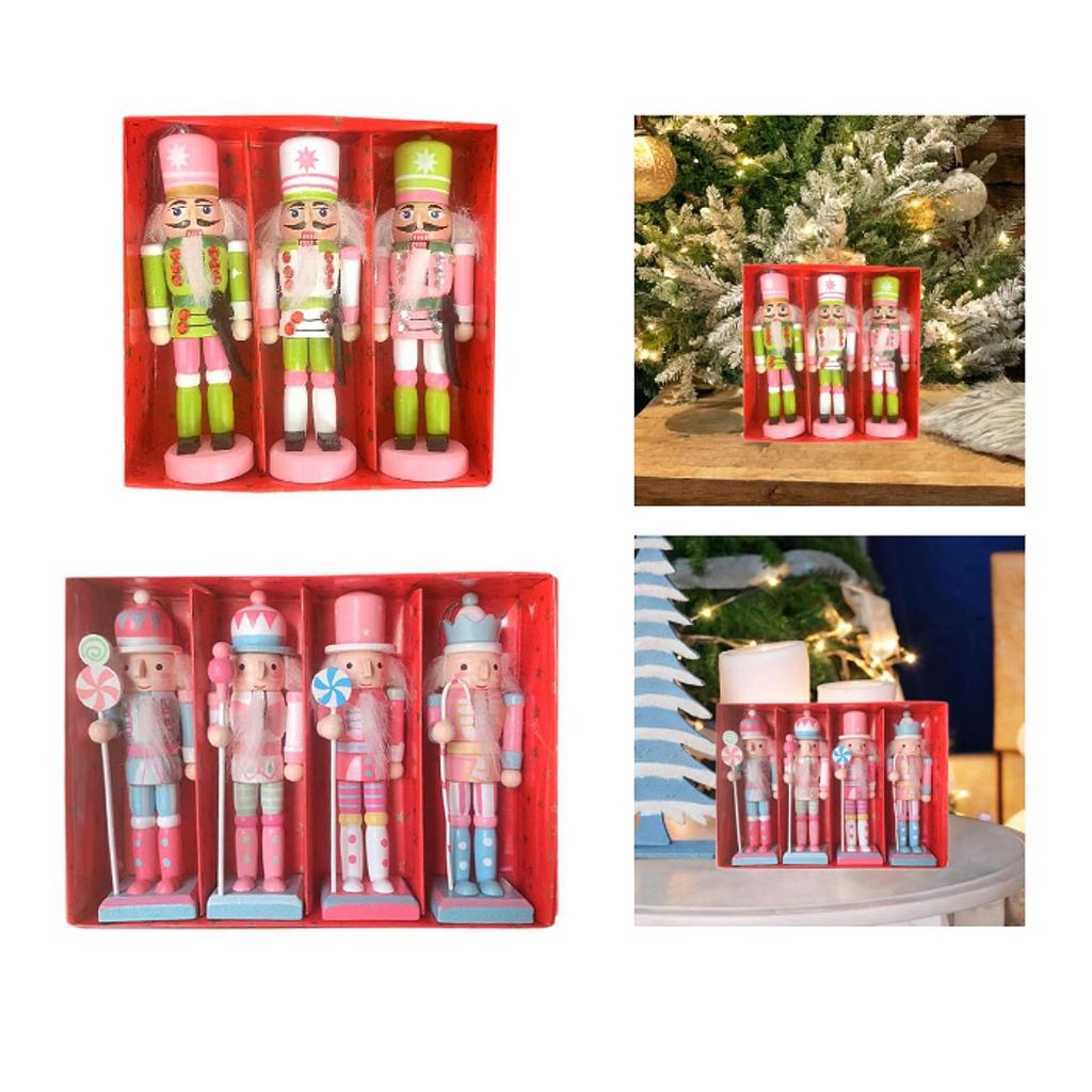 Christmas Decor Craft Stable Base Wooden Nutcracker for Shelf Home Garden