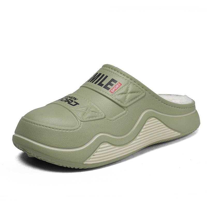 

Теплая зимняя хлопковая обувь, женские теплые меховые домашние тапочки, нескользящие плюшевые тапочки из ЭВА, домашние тапочки для пар с толстой подошвой, шлепанцы 44-45 зелёный