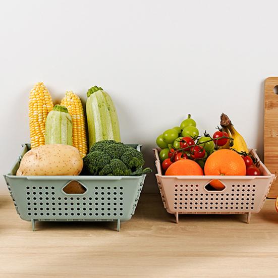 Collapsible Colander Folding Drain Basket with Resting Feet Dishwasher Safe Kitchen Food Strainer for Fruit Vegetables Pasta