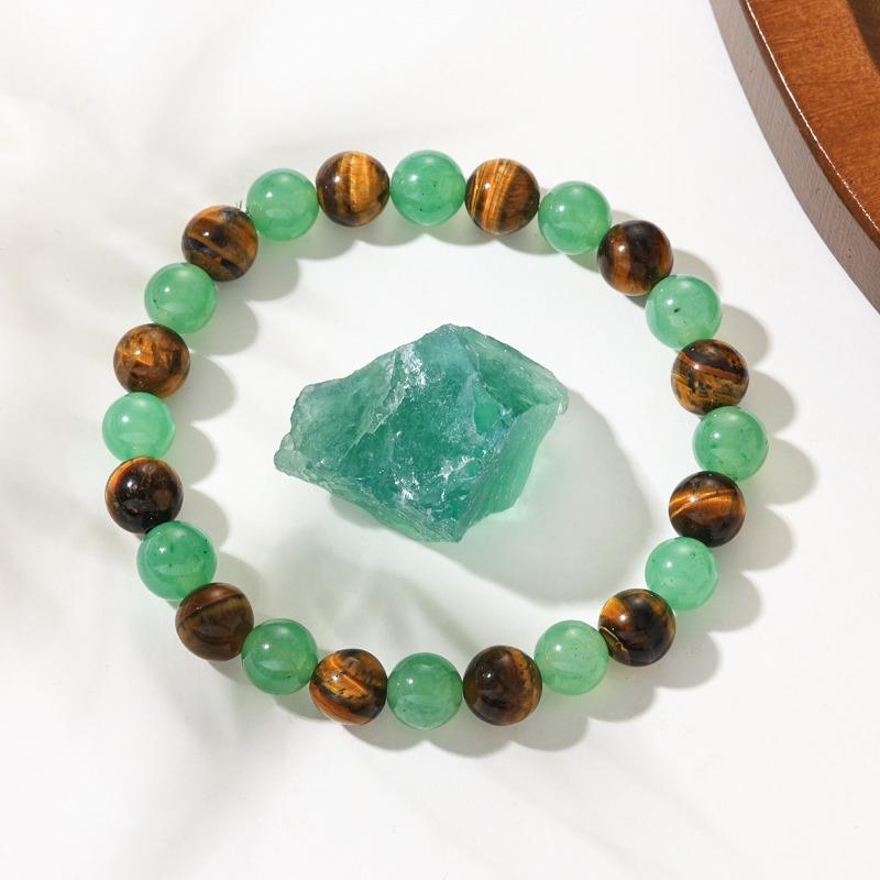 Tiger's Eye Stone Green Bracelet Women's Jewelry Handmade Beaded Bracelet with Hanfu