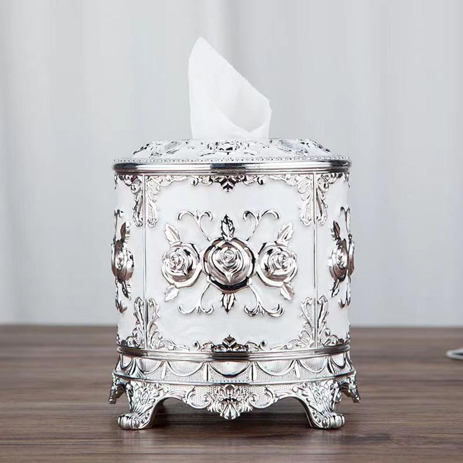 1PC Cylindrical Tissue Box European Restaurant Napkin Set Household Roll Paper Box