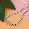 925 Sterling Silver Thick Chain Necklace Fashion Hip Hop Vintage Couples Simple Smiley Face Design Party Jewelry Choker
