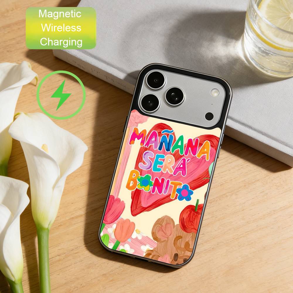 

Vibrant Spring Charm M-Manana Sera Bonito Phone Case For iPhone17,16,15,14,13,12,Wireless charging protective case soft cover iPhone12