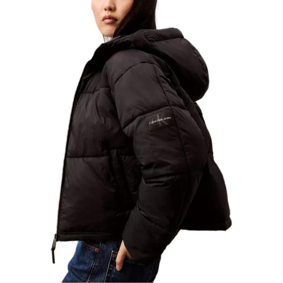 Calvin Klein Short Hooded Loose Long Sleeve Cotton Jacket Women jackets Black 40WL409-001