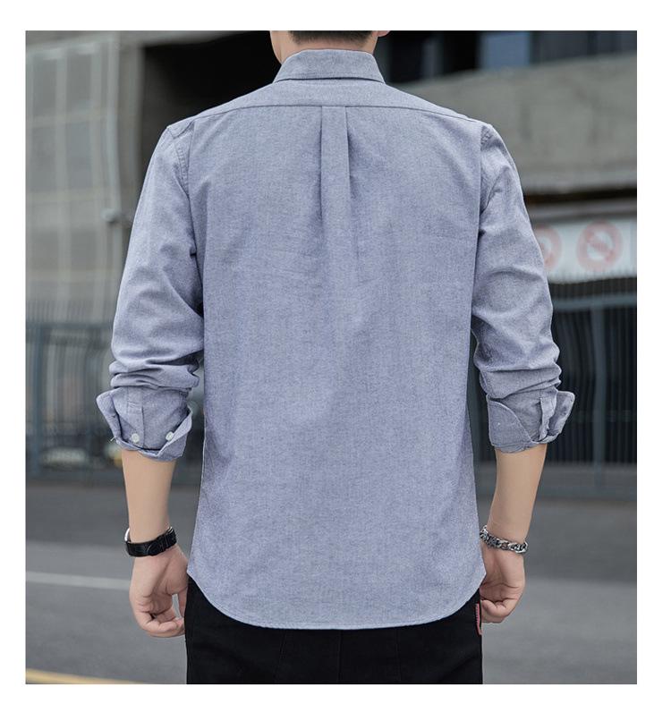 Men's Slim-Fit Long-Sleeve Oxford Shirt - Spring/Autumn Casual & Breathable