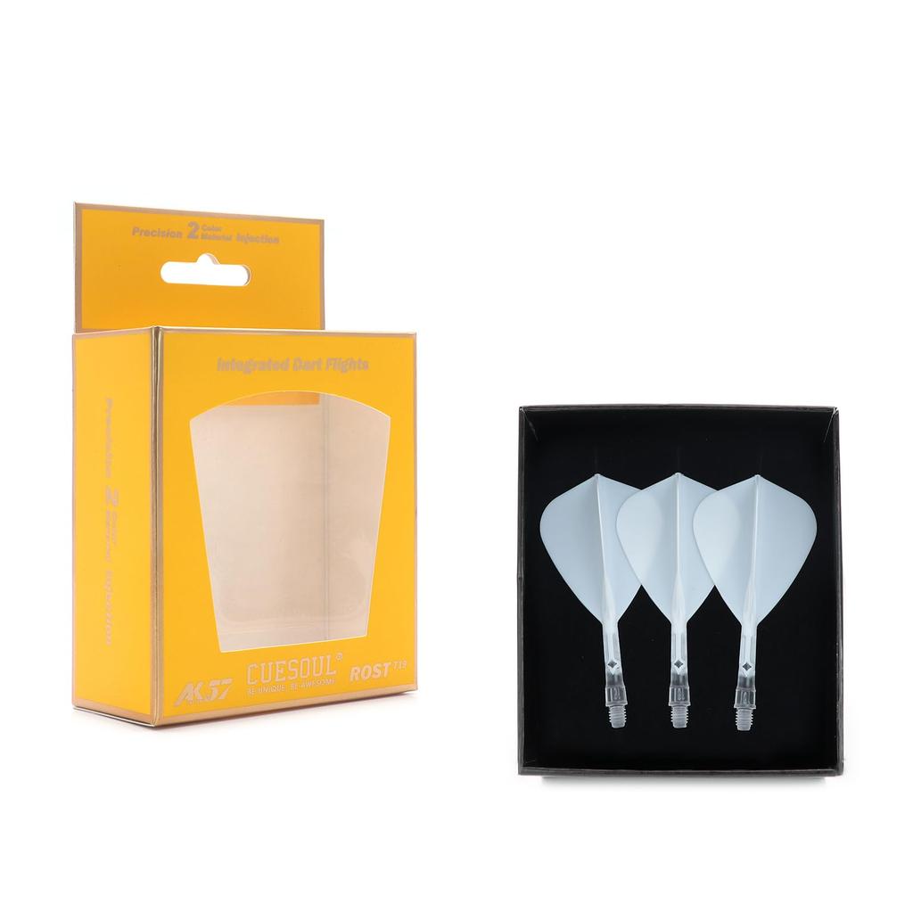 CUESOUL ROSTAK57 T19 Series Mixed Shaft Integrated Kite Shape Set of 3 Two-Tone Dual-Material Flights, Series, (White) CS-AK57FZ8S