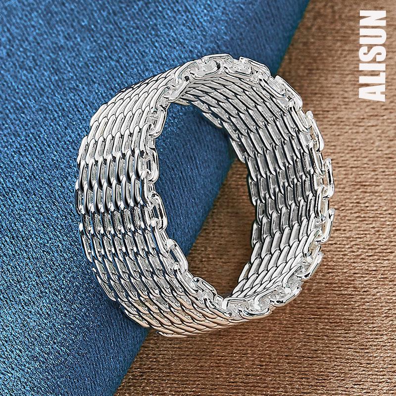 925 Sterling Silver Interwoven Mesh Ring Fashion Wedding Jewelry