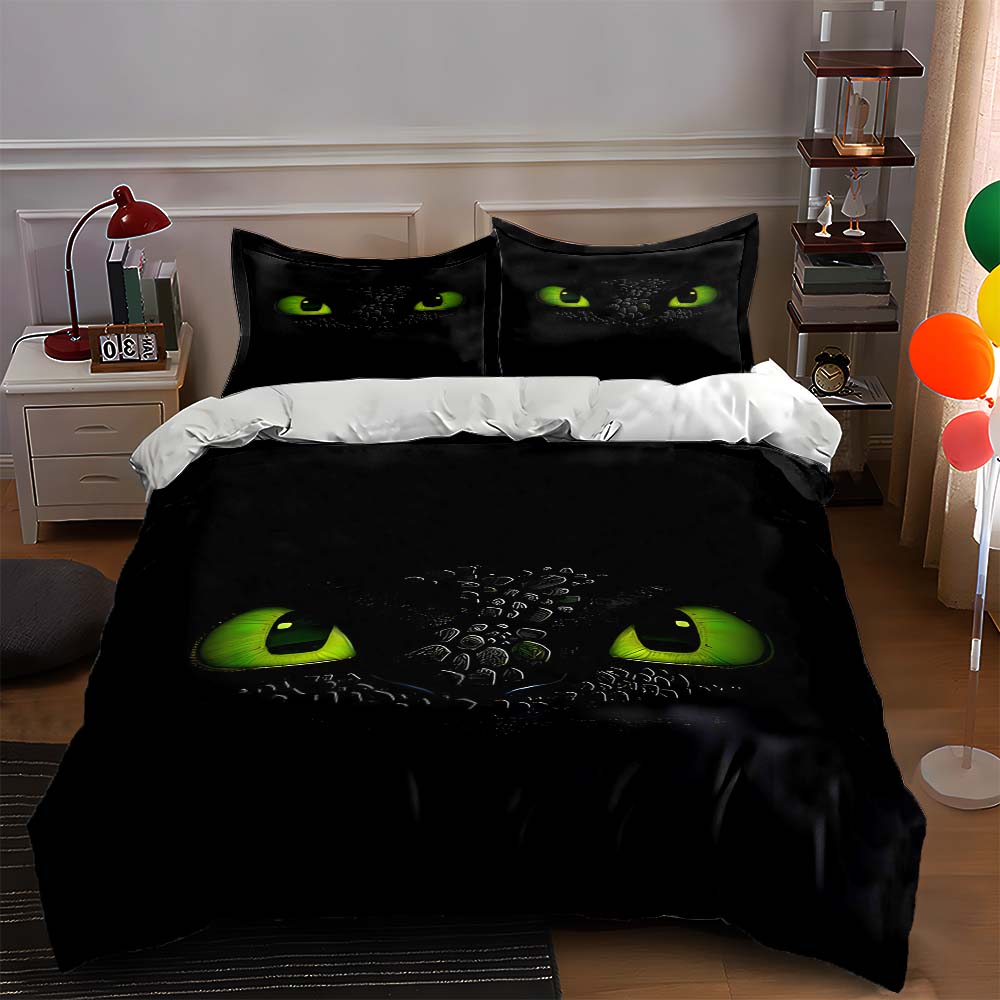 

Glowing green eyes. Bedding Duvet cover sets Duvet covers Pillowcases gifts (1 * Duvet Cover 2 * Pillowcases, without duvet insert) 135x200cm