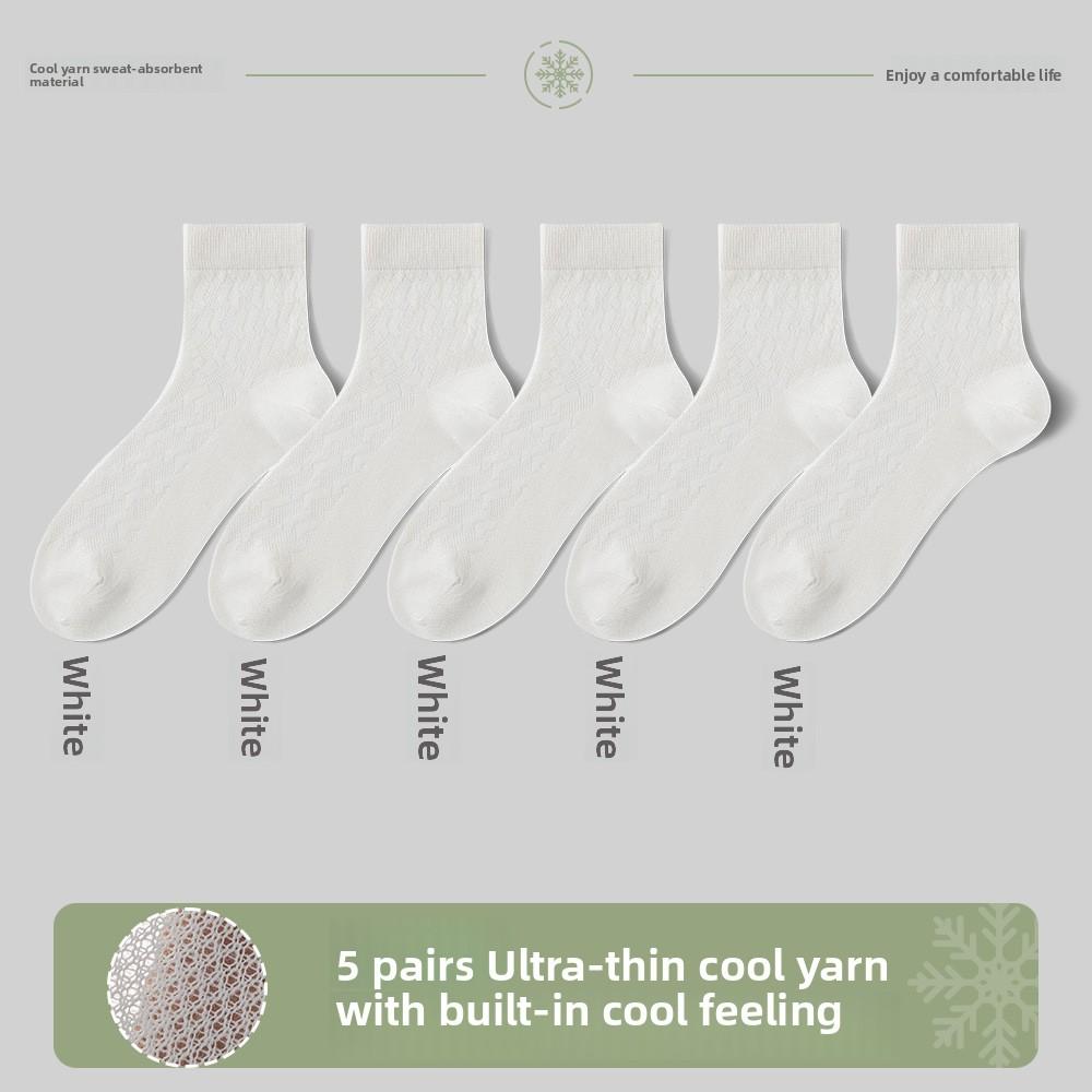 5 أزواج من جوارب رجالية صيفية رقيقة 7A مضادة للبكتيريا ومزيلة للروائح شبكية باردة قابلة للتنفس بدون خياطة
