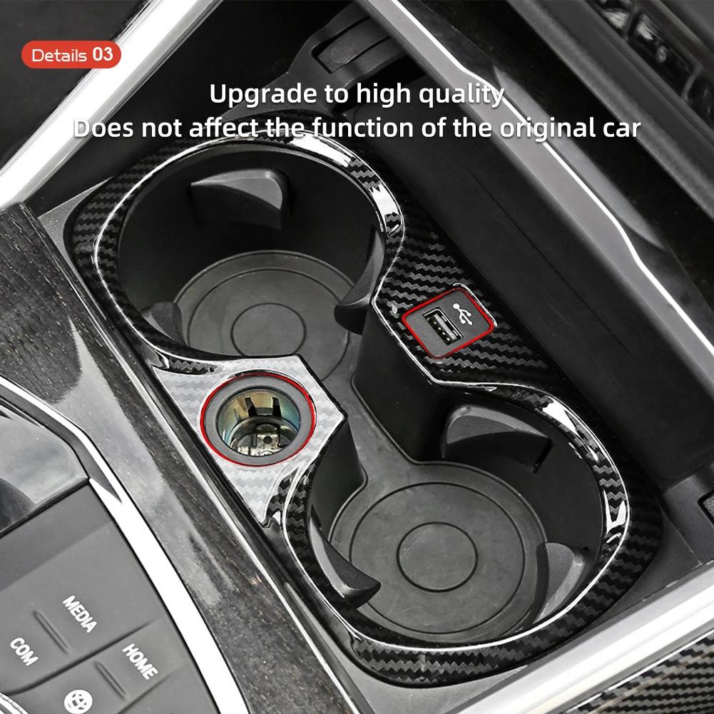 Car Carbon Fiber Sliver Sticker Auto Gear Shift Water Cup Holder Panel Cover For BMW 3Series G20 G28 325li 2020-2024 Accessories
