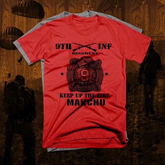 

Army 9th Infantry t-shirt Iraq Afghan War Combat Veteran follow me Manchu tee M