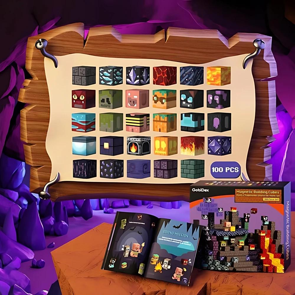 

100PCS Magnetic Blocks Educational Toys Free Building STEM Kit Lava Theme Creative Gift Box Birthday Childrens Brain Teaser