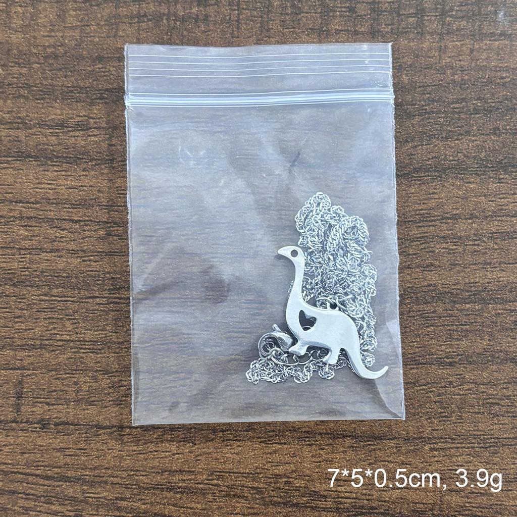 Stainless Steel Minimalist Dinosaur Pendant Necklace for Kids